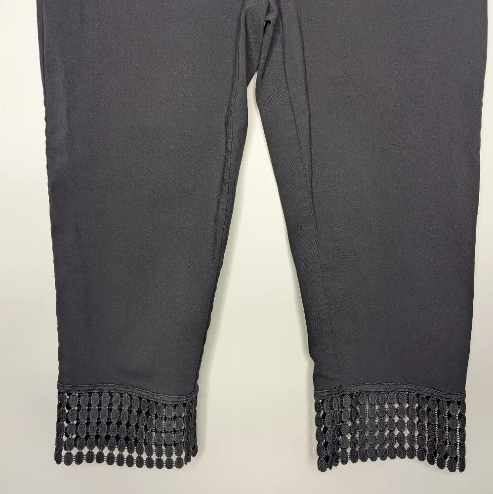 Zac & Rachel Womens Black Pull on Cropped Capris Pants with Ankle Details Size 8 - Picture 4 of 12